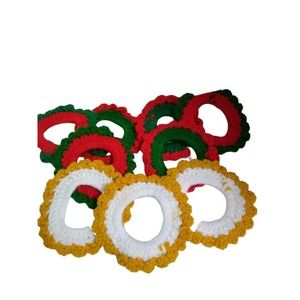 Vintage Crochet Christmas Red Green Gold White Dollies 4"(9)